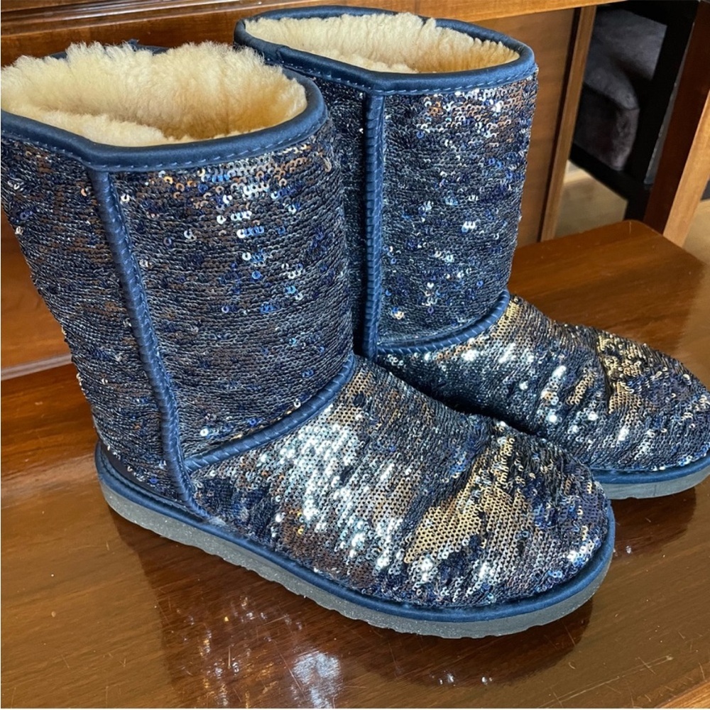 UGG Blue & Silver Sequin Winter Boots Size 7